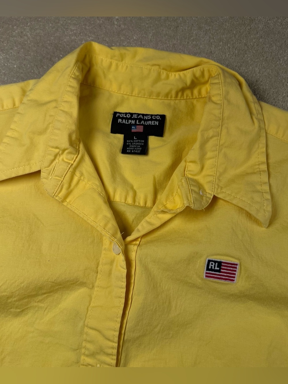 Polo Jeans Co Ralph Lauren Shirt Yellow Button Up Women's Large Vintage